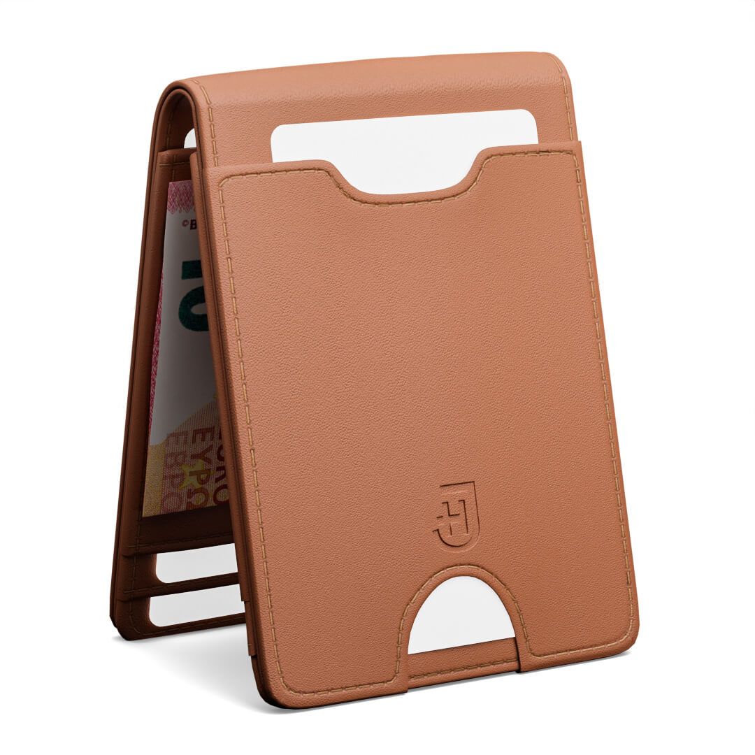 James Hawk Smart Wallet | Męski skórzany portfel slim z RFID na karty i monety z naturalnej skóry z klipsem na banknoty