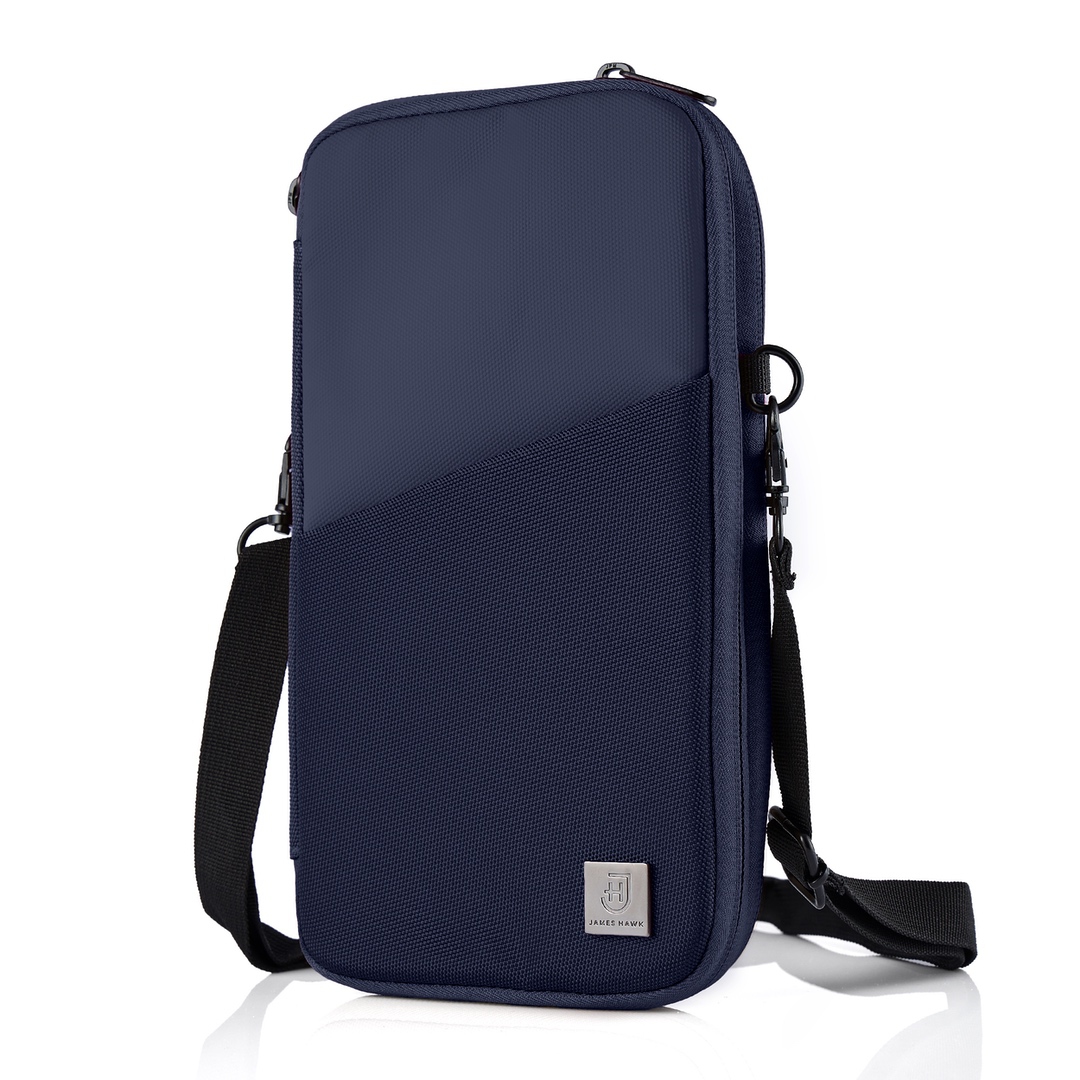 James Hawk Travel Organizer | Praktyczny organizer podróżny na paszporty, karty i inne akcesoria czarny wodoodporny saszetka męska do samolotu z RFID