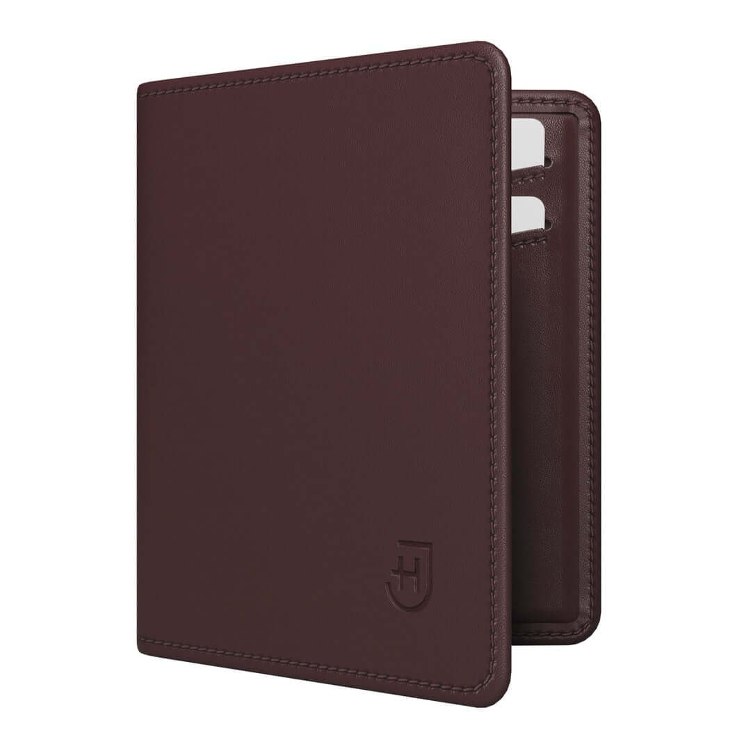 James Hawk Card Wallet | Męski klasyczny elegancki portfel bifold pionowy z magnesowym zamknięciem ze skóry naturalnej z RFID miejscem karty banknoty