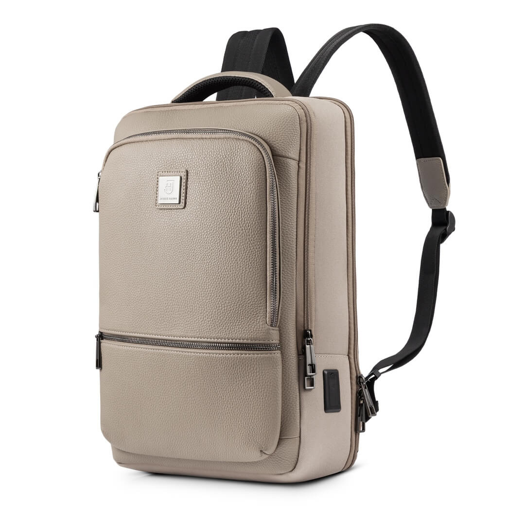 James Hawk City Backpack | Miejski plecak na laptopa do 16” oraz przedmioty osobiste z uchwytem na klucze i butelką na bidon stylowy skóra ekologiczna