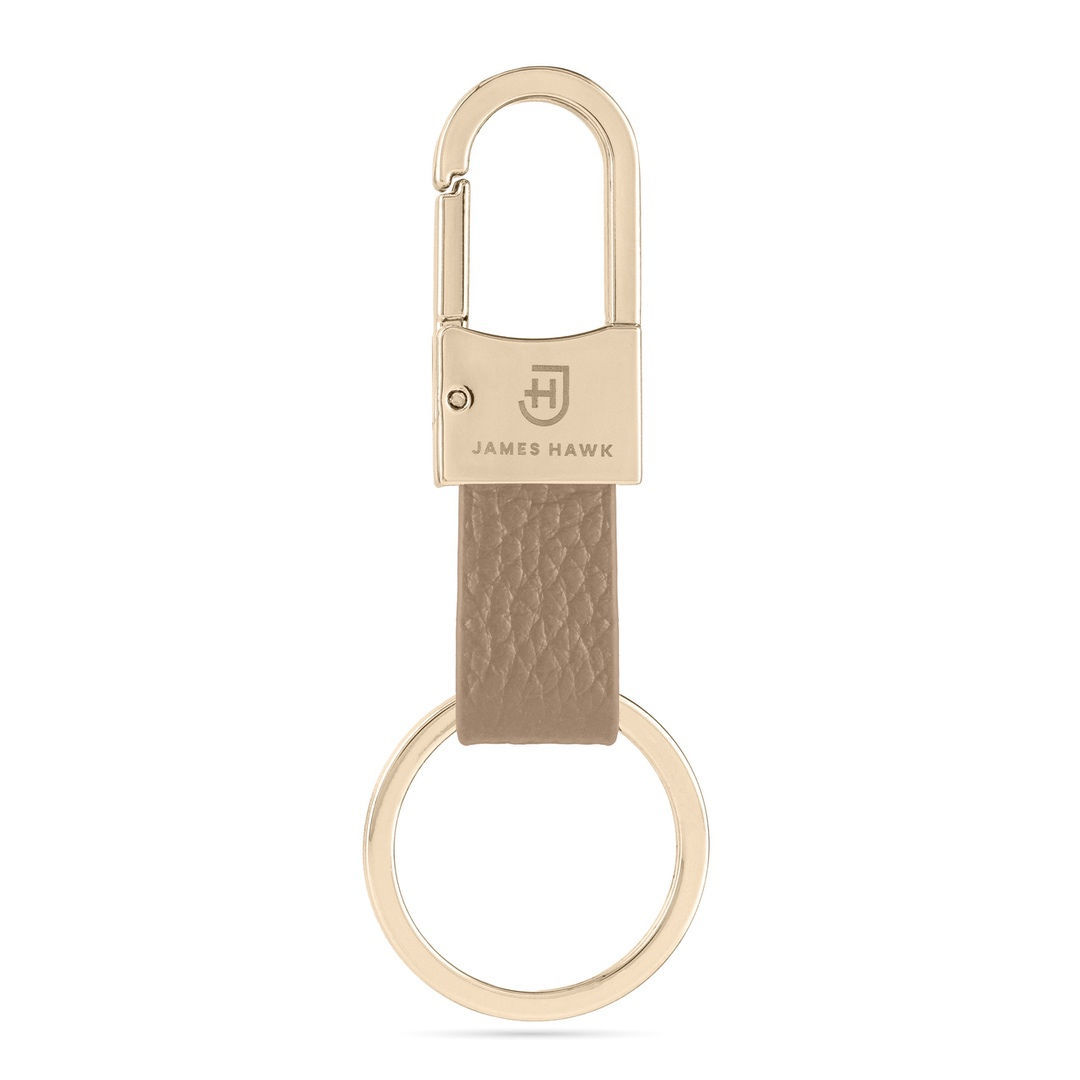 James Hawk Keychain gold | Damski skórzany brelok do kluczy z karabińczykiem